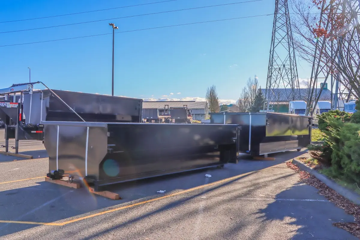 Roll-off dumpster ready for waste disposal at job site for Commercial Dumpster Rental in North Brunswick